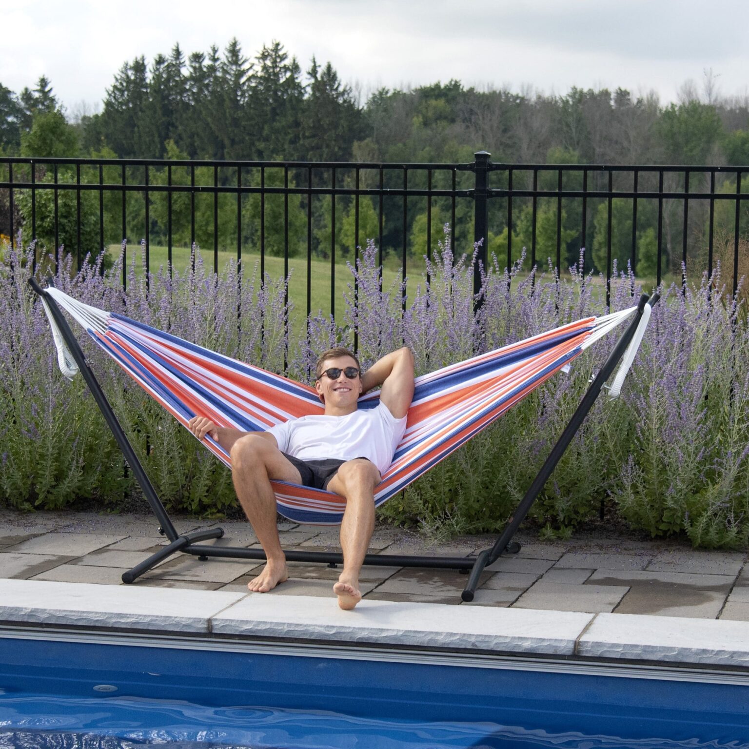 Vivere’s Combo – Double Orange Punch Hammock with Stand (9ft) | Sleepy