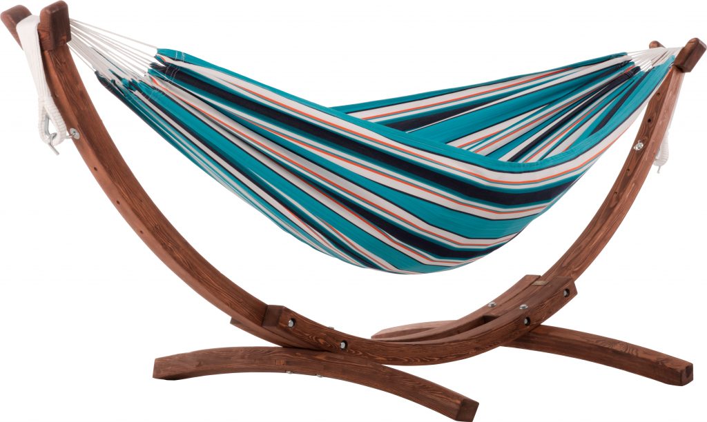 Double Sunbrella Hammock with Solid Pine Arc Stand - Token Surfside