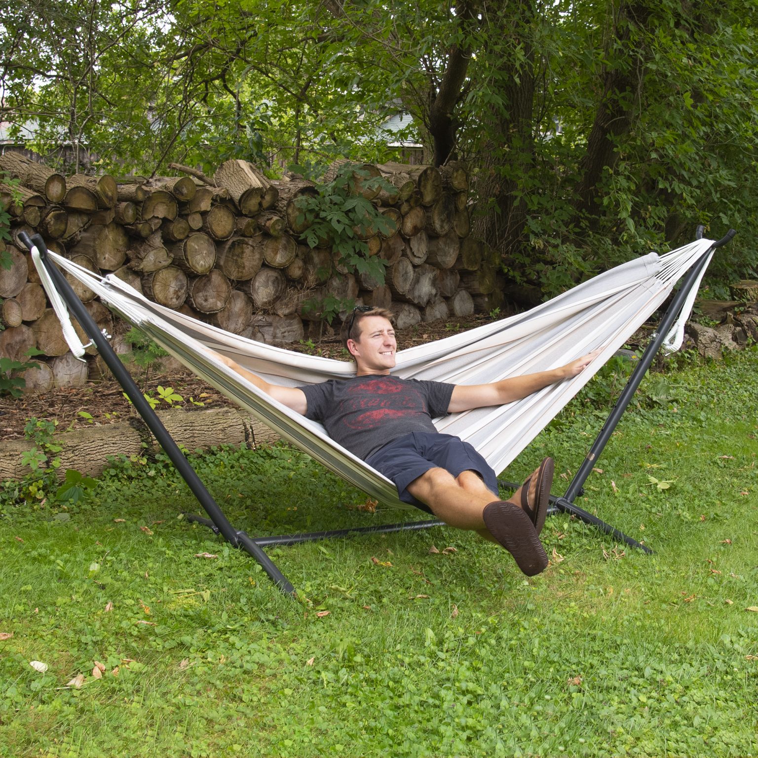 Vivere’s Combos – Sunbrella Dove Hammock with Stand (8ft) | Sleepy Hammock