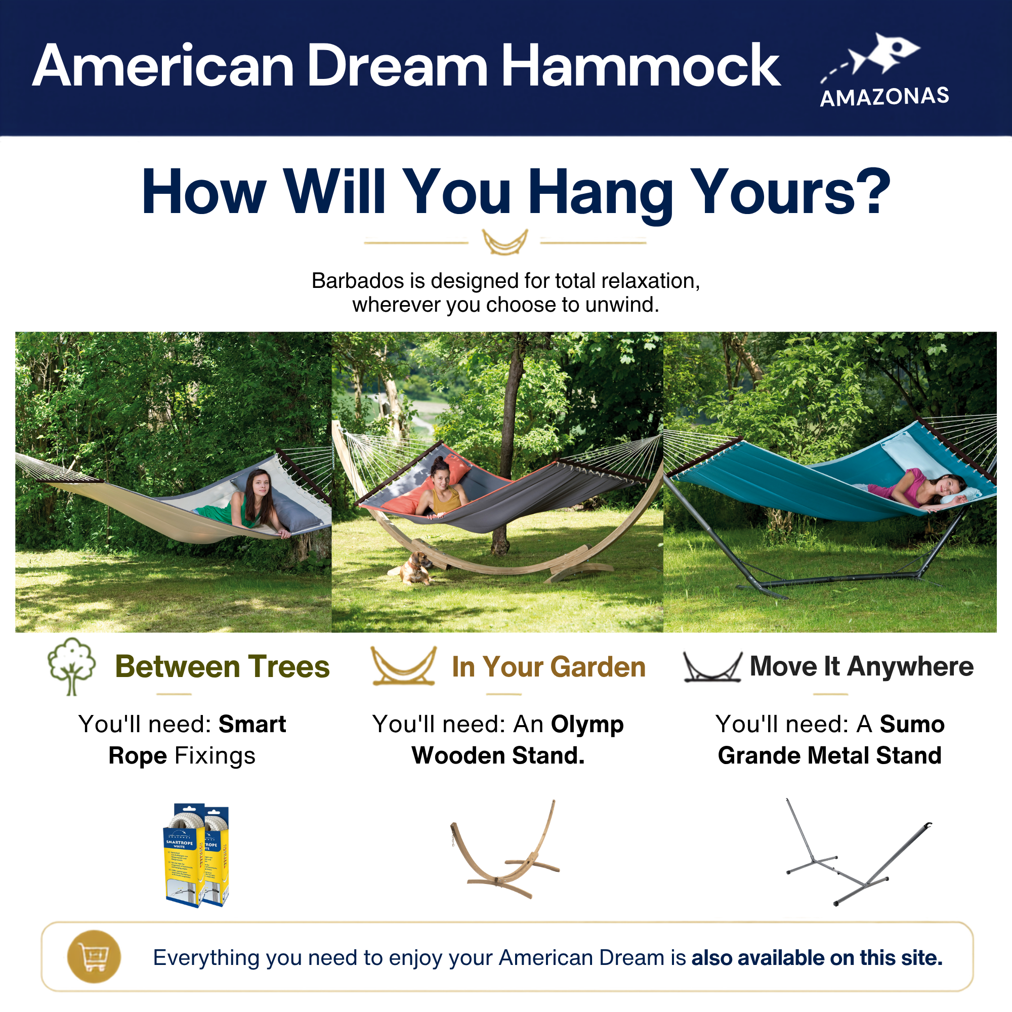 American Dream Grey Hammock with Spreader Bar - Image 5