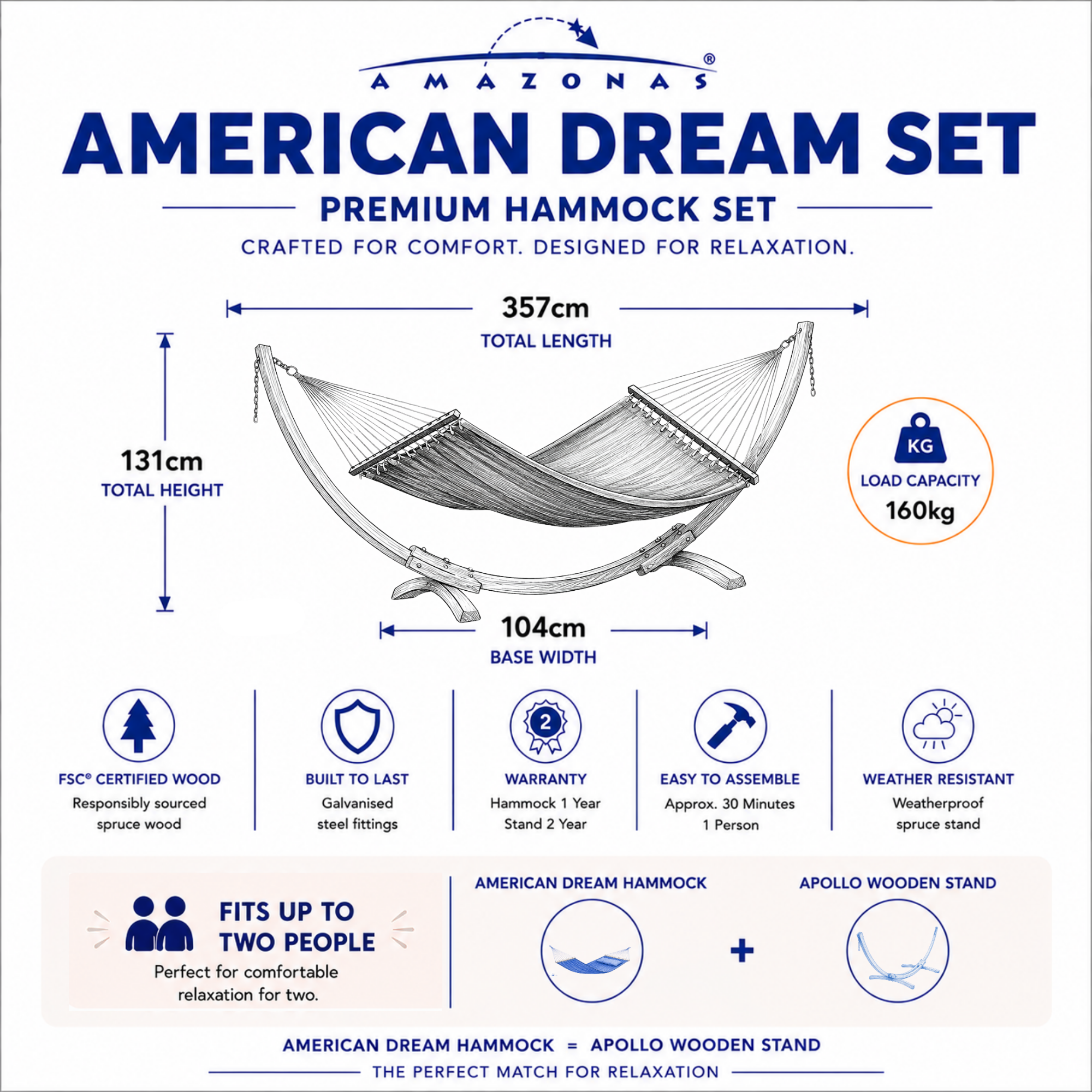 American Dream Set Petrol Hammock and Stand - Image 4